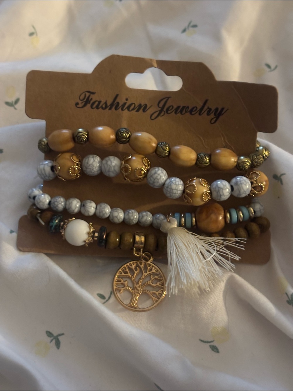 Fashion Jewelry Boho Beaded Bracelet Stack with Tree of Life Charm